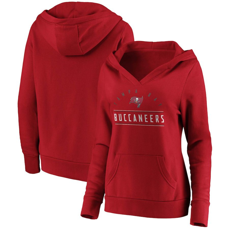 Women Tampa Bay Buccaneers Fanatics Branded Red Iconic League Leader V-Neck Pullover Hoodie